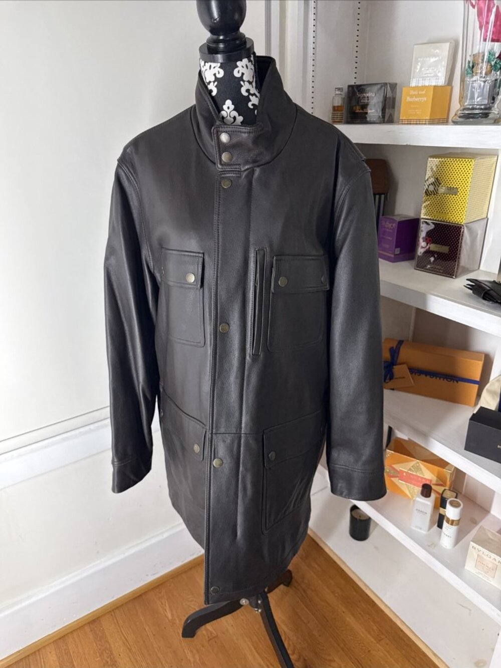 Brooks Brothers Mens Leather Field Jacket -Driving Coat - Chore Coat XLarge